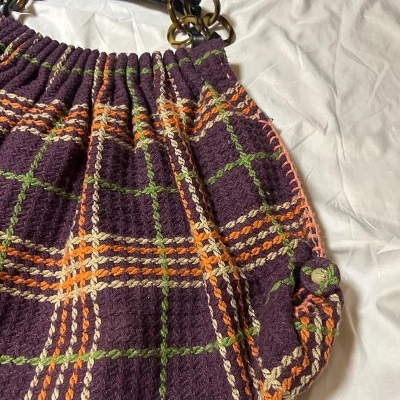 Women’s Oversized Bohemian Handbag Purse Cloth Plaid Unique Hippie - Picture 7 of 15